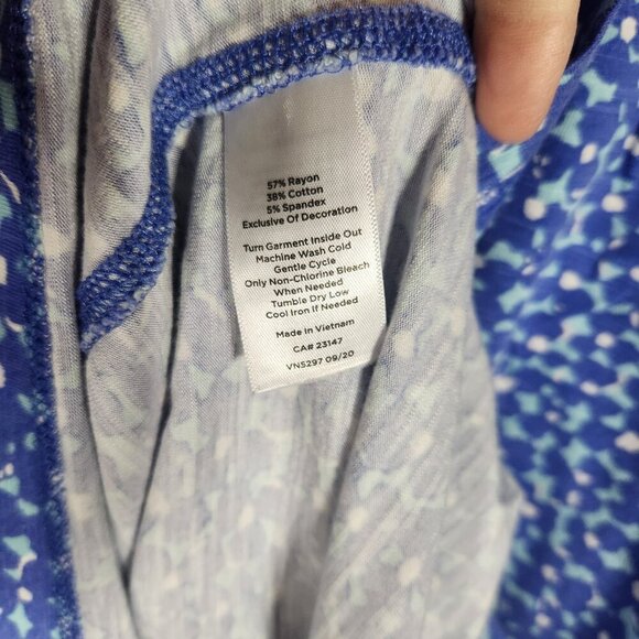 T by Talbots Blue pockets Easy Roll Cuff Short Sleeve Shift Dress Sz Small - Picture 5 of 9